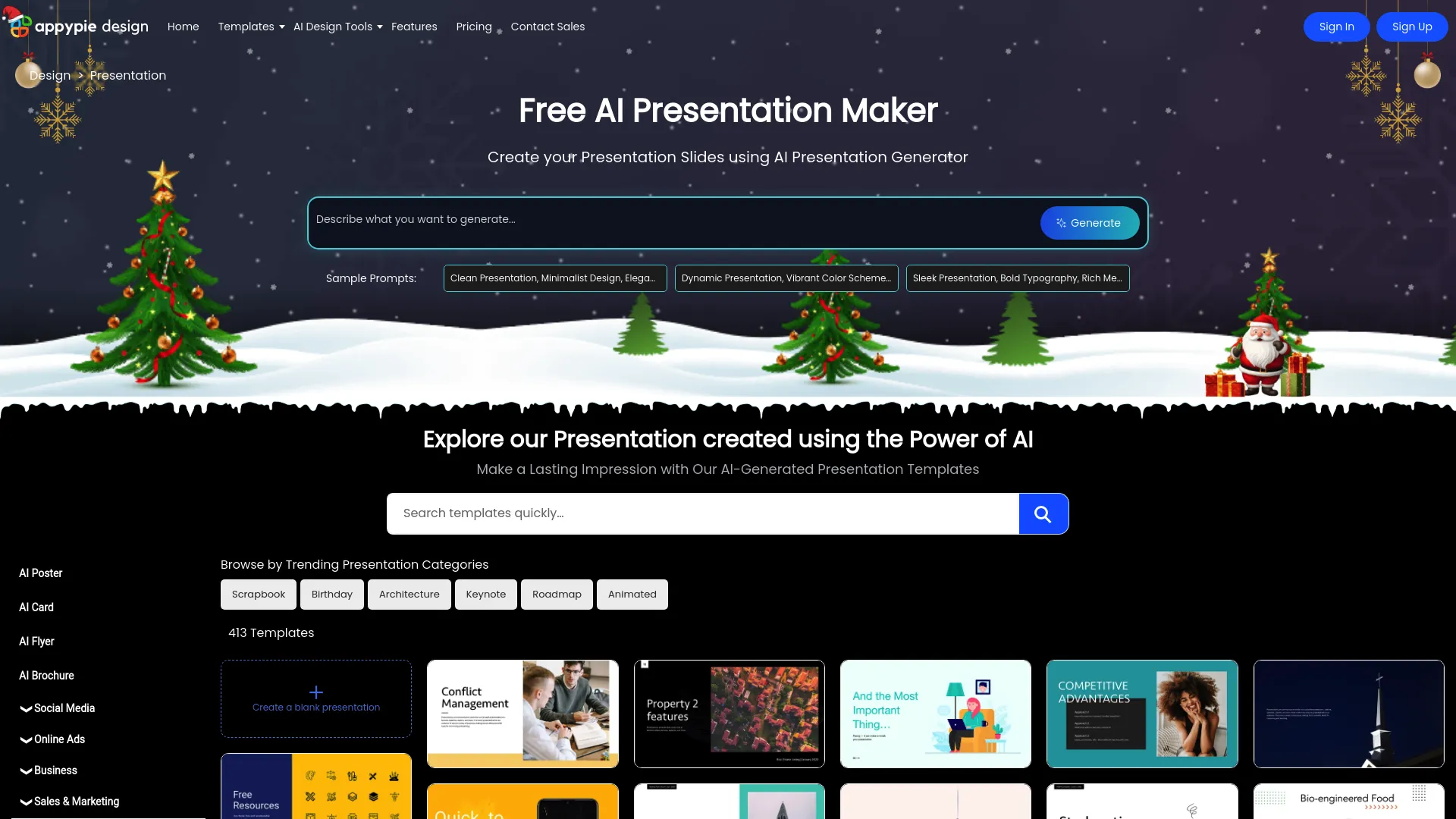 Screenshot of the appypie design website