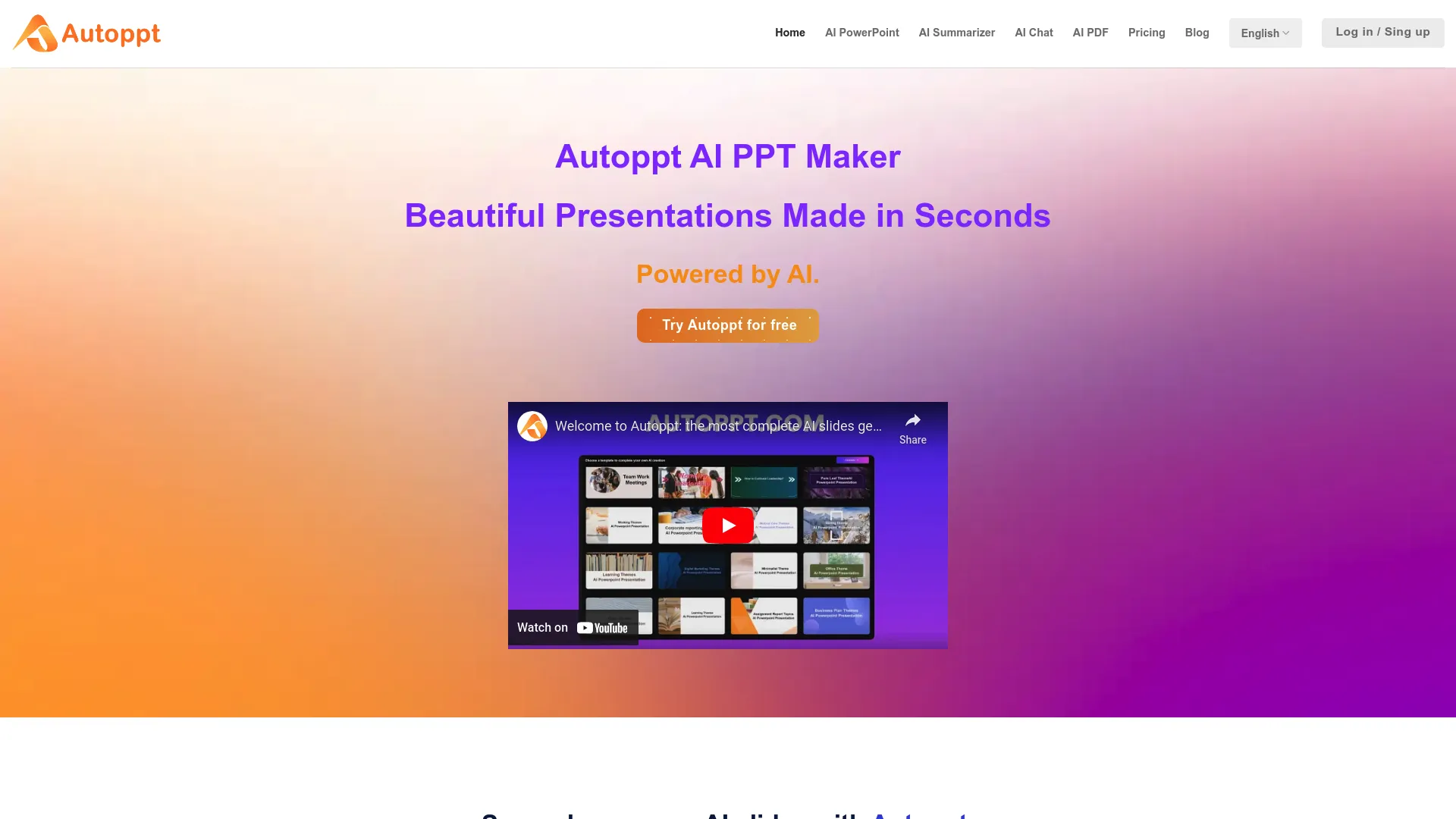 Screenshot of the Autoppt website