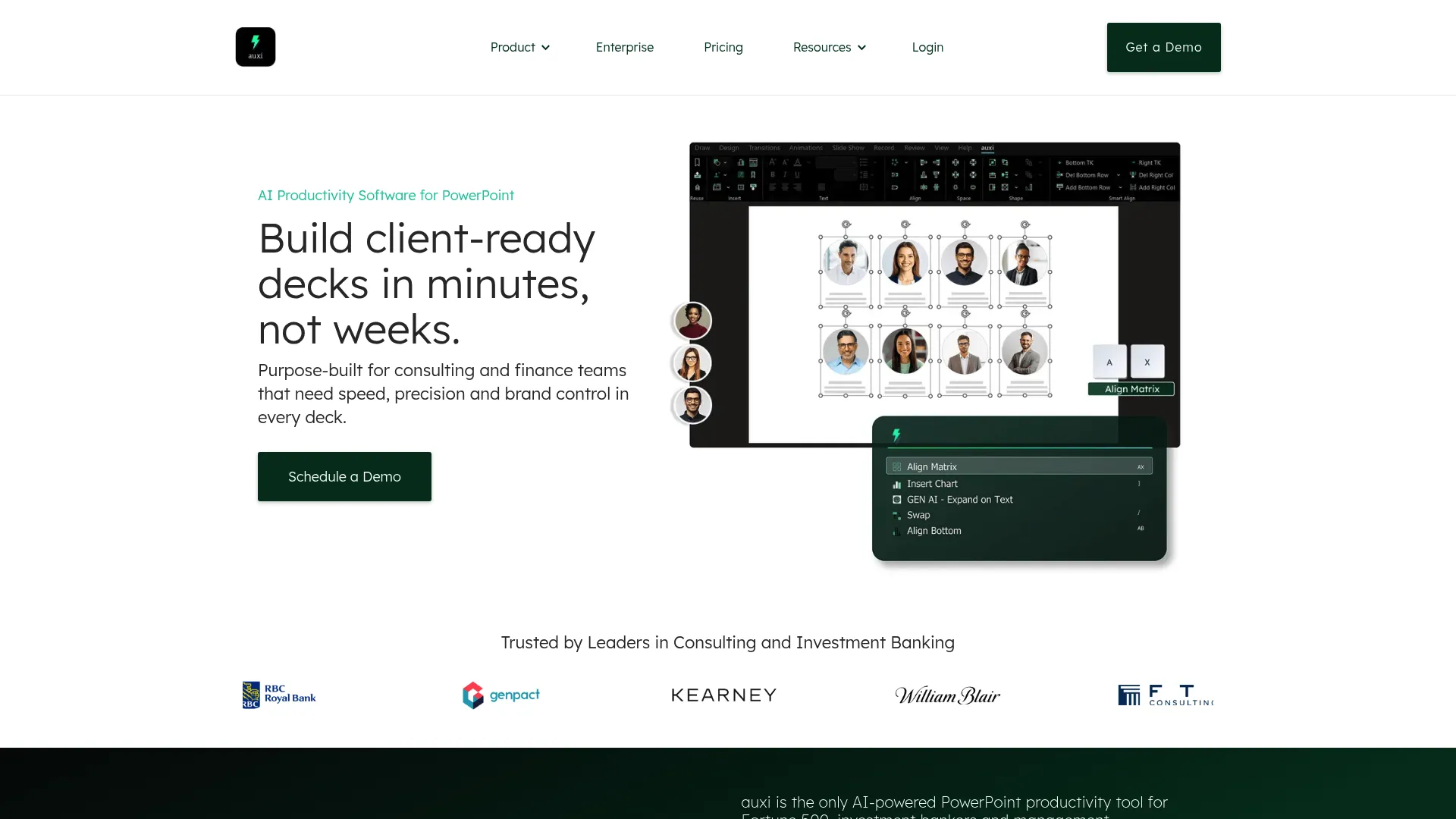 Screenshot of the auxi website
