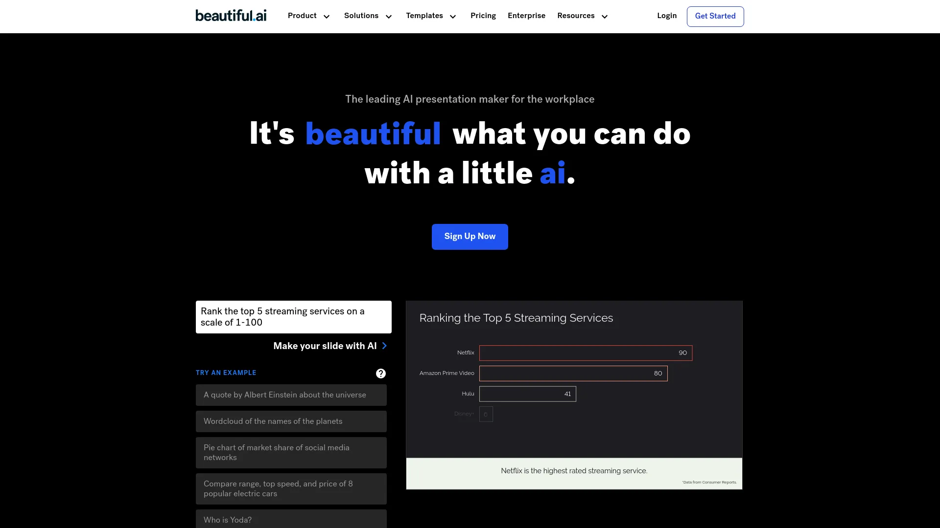 Screenshot of the Beautiful.ai website