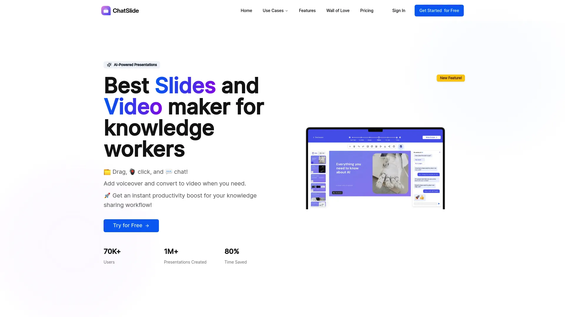 Screenshot of the ChatSlide website