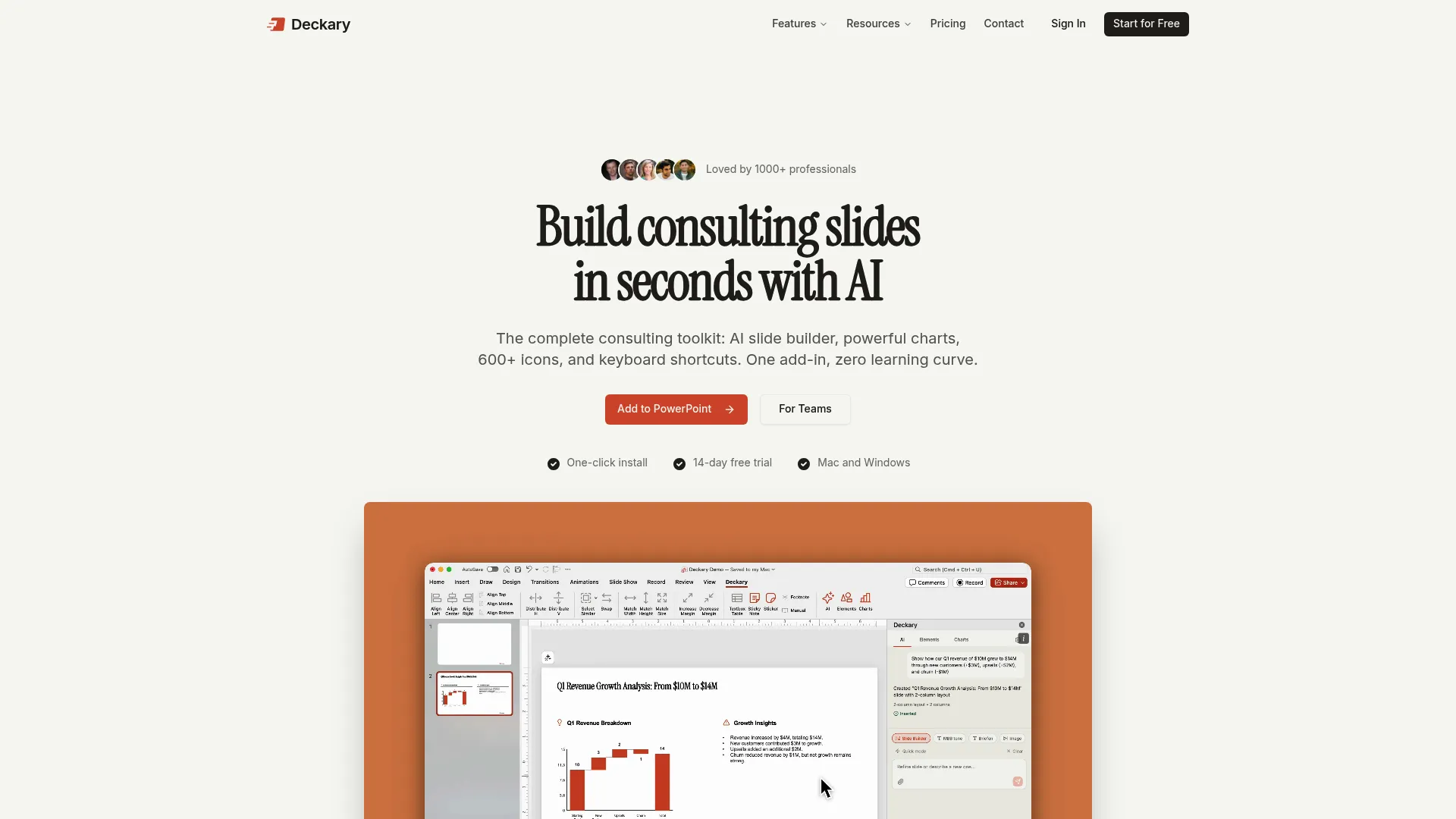 Screenshot of the Deckary website