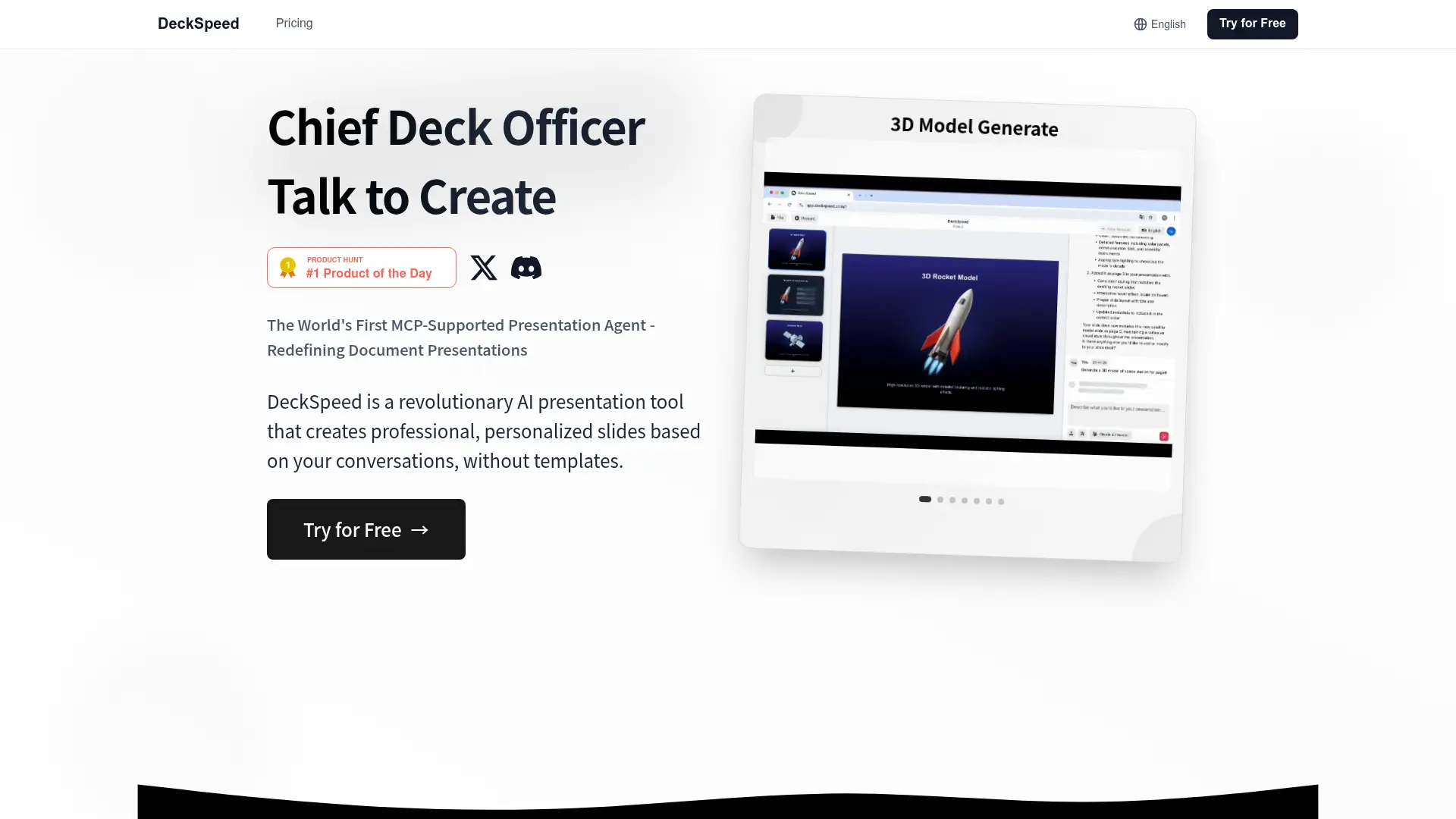 Screenshot of the DeckSpeed website