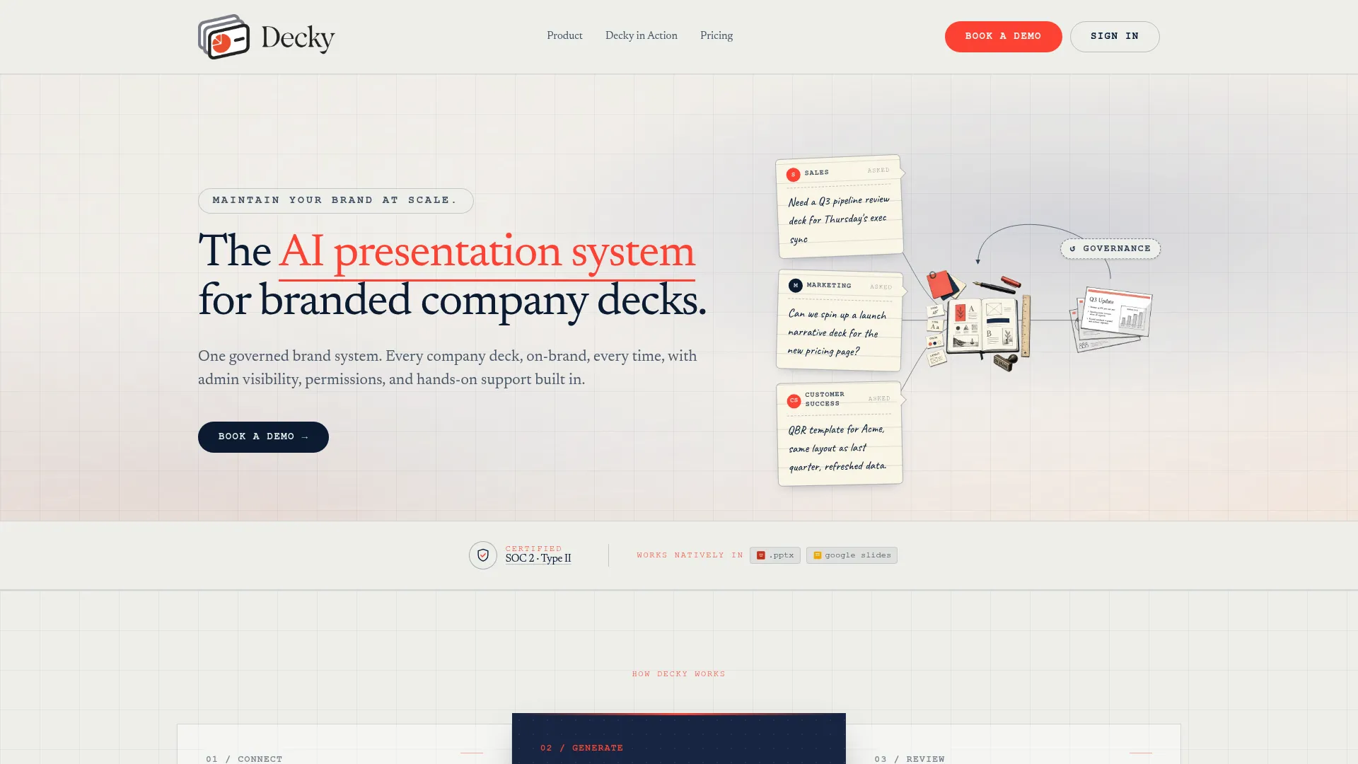Screenshot of the Decky website