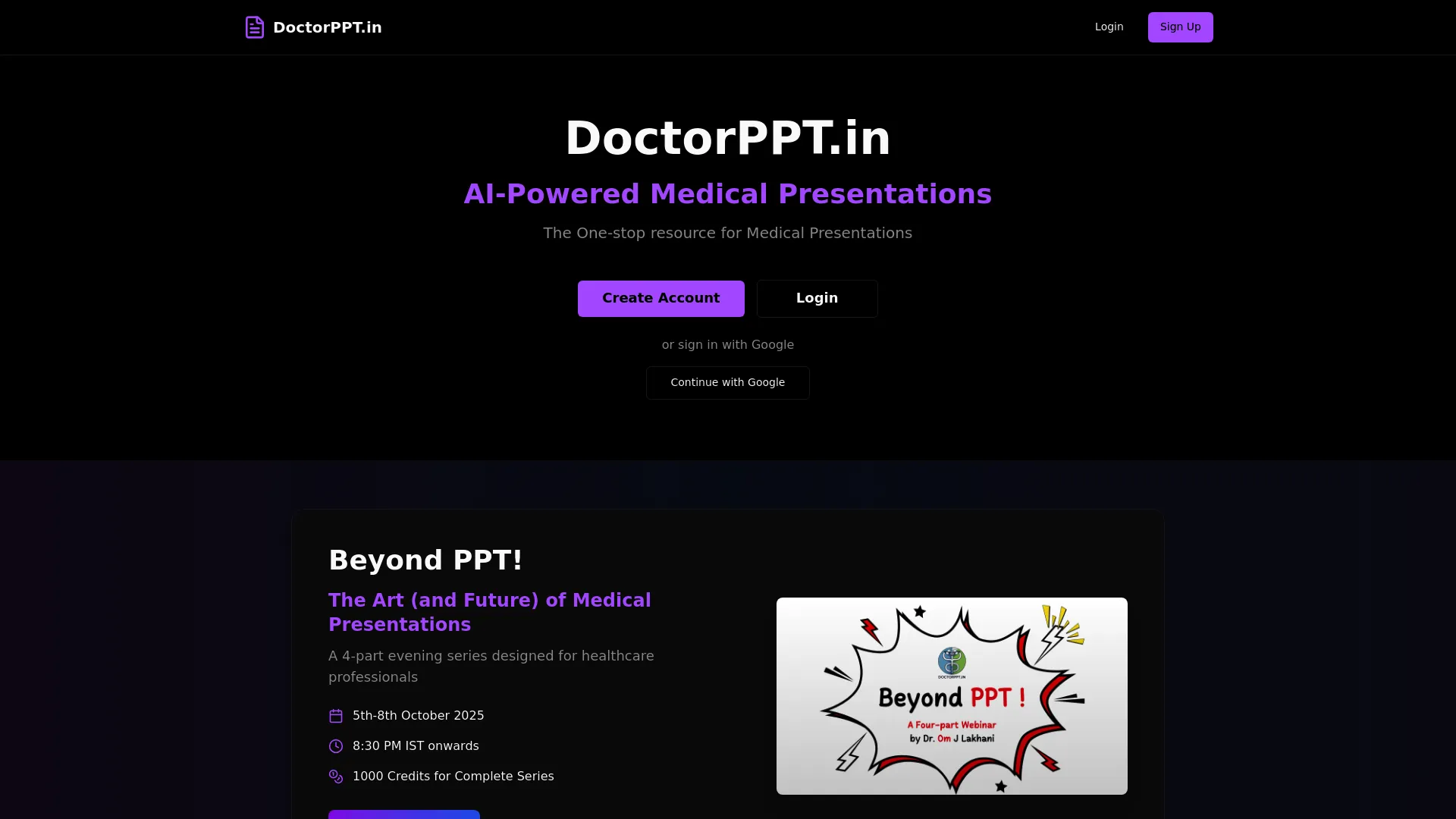 Screenshot of the DoctorPPT.in website