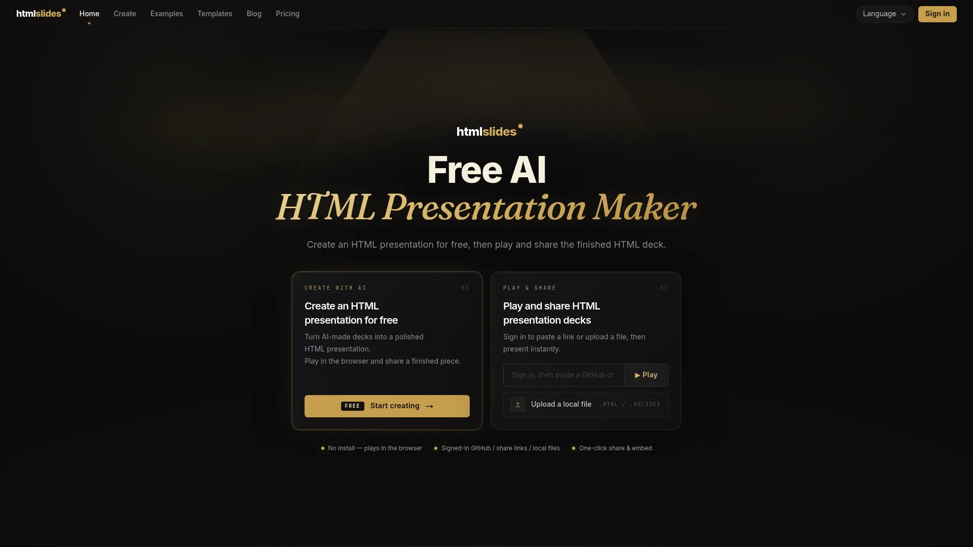 Screenshot of the HtmlSlides website