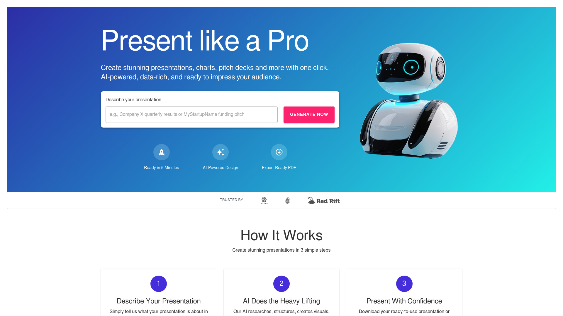 Screenshot of the HyperPresent website