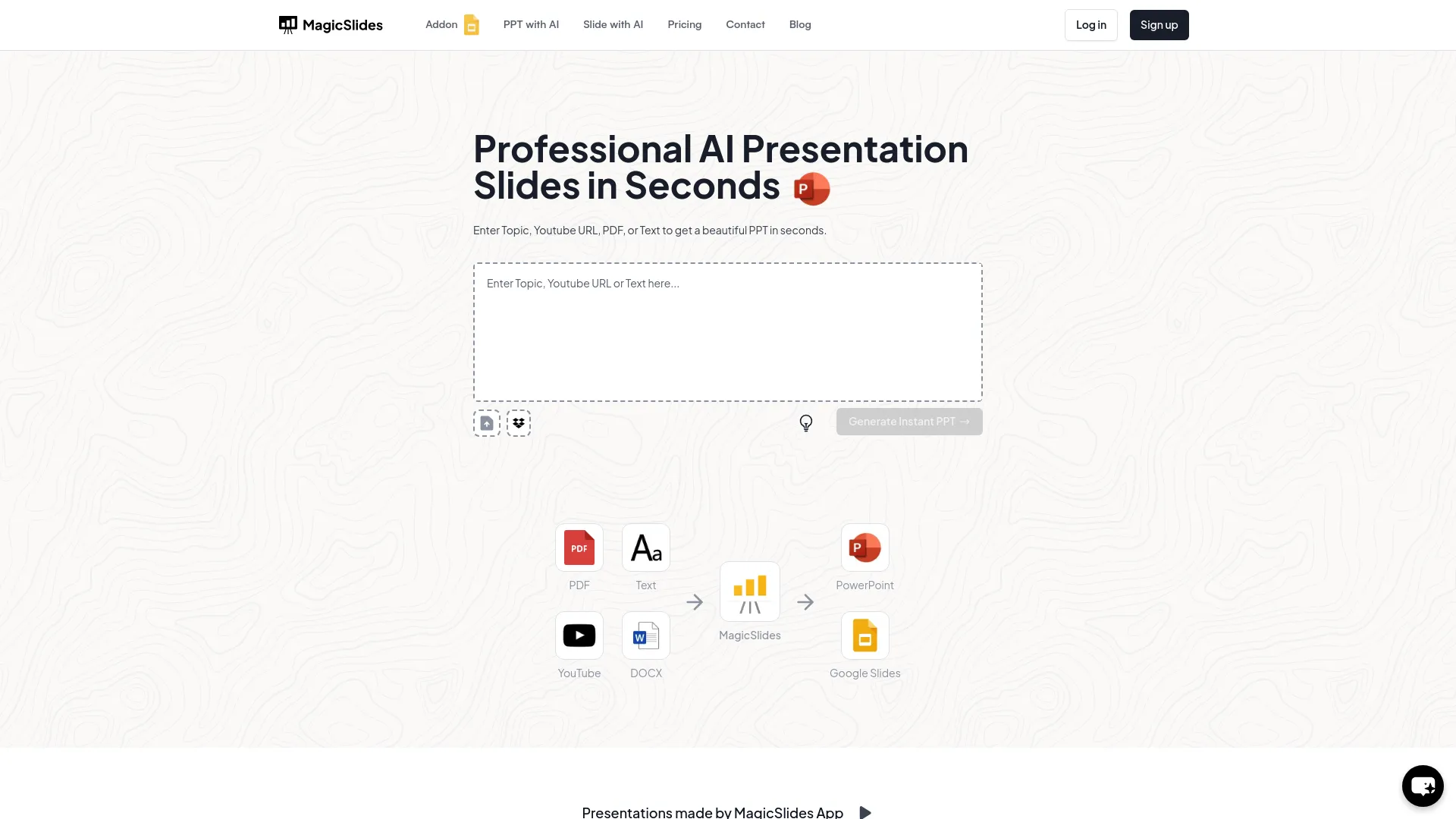 Screenshot of the MagicSlides website