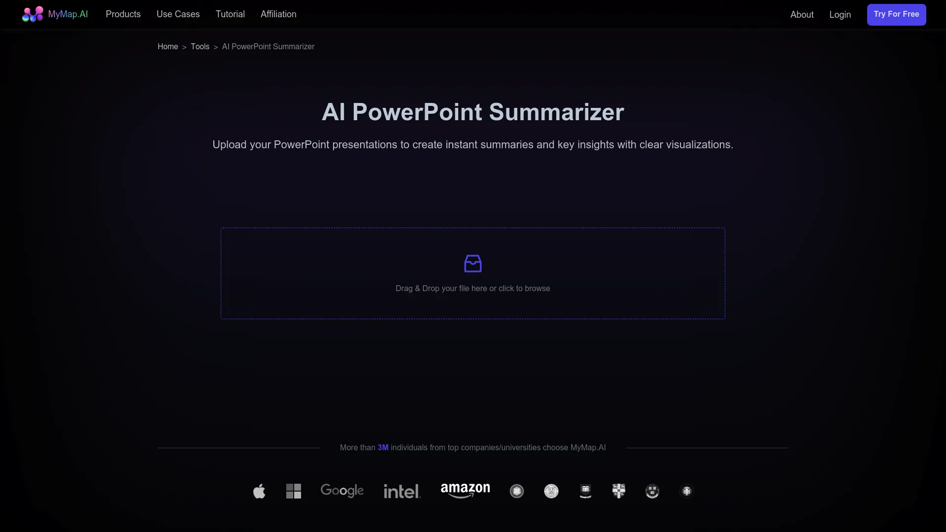 Screenshot of the MyMap.AI website