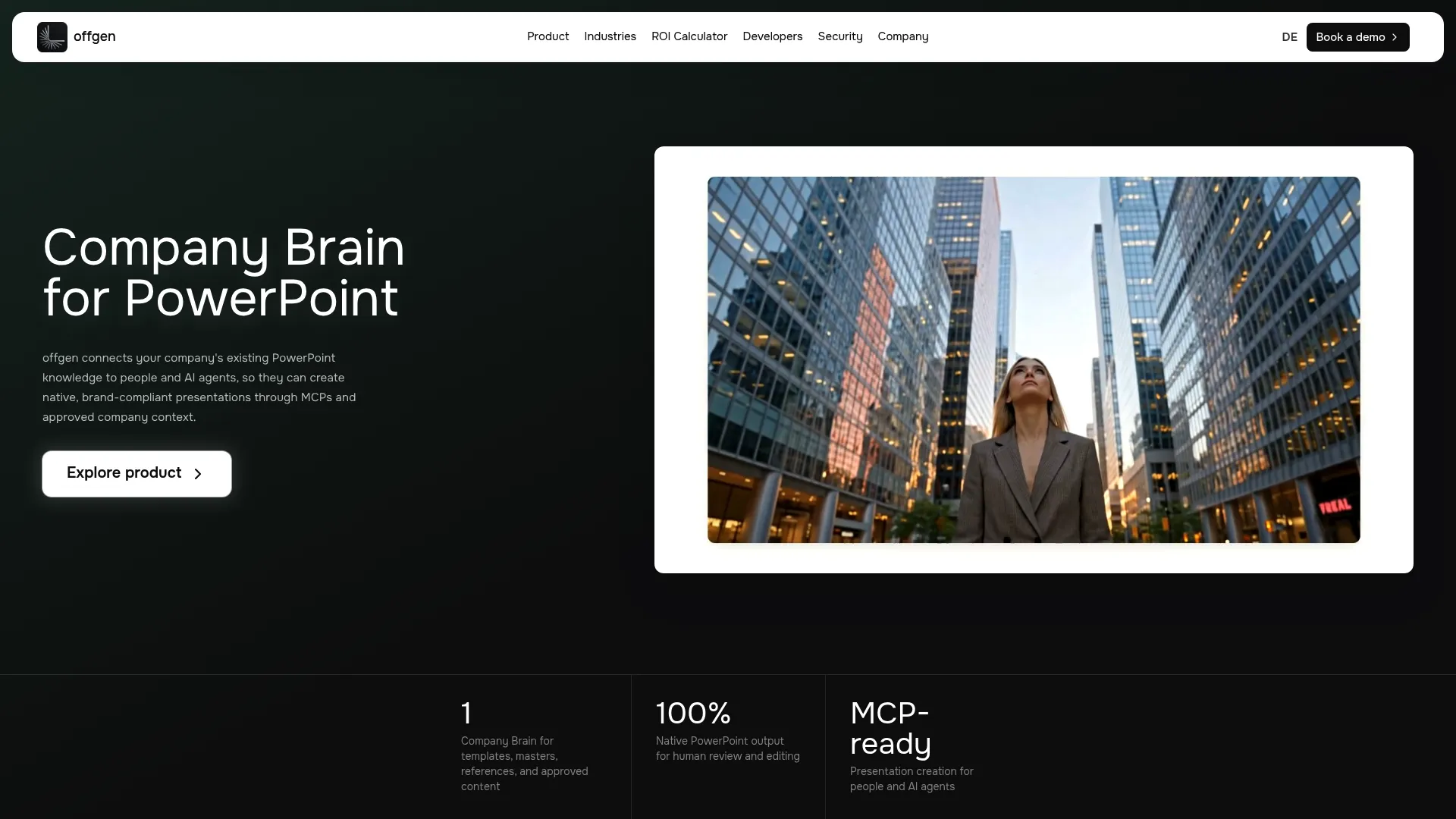 Screenshot of the offgen.ai website