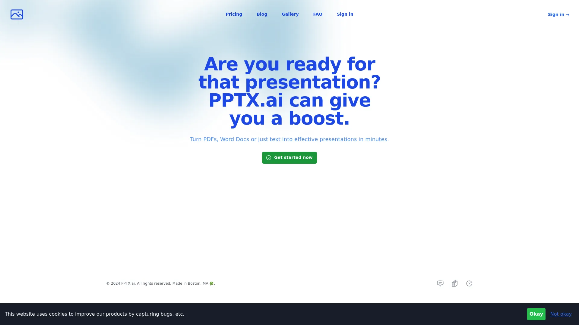 Screenshot of the PPTX.ai website