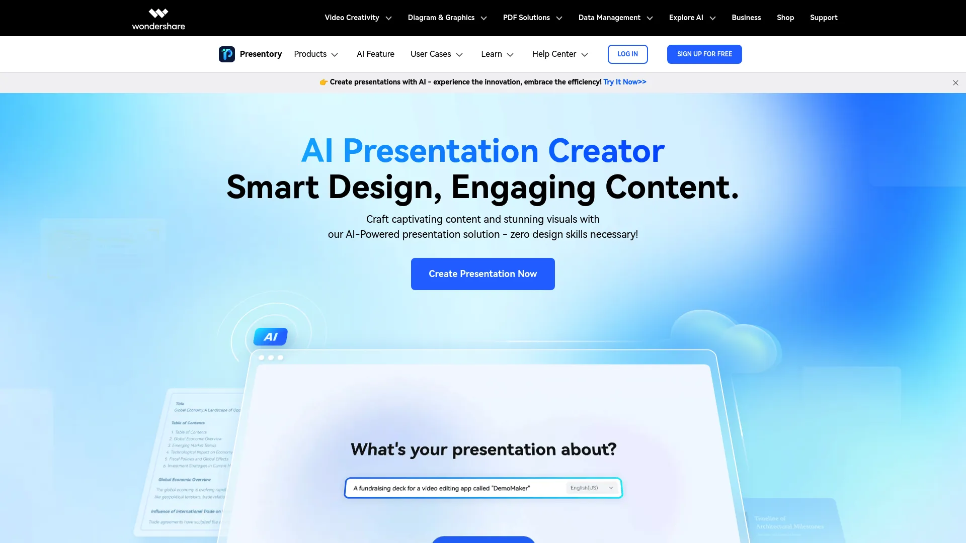 Screenshot of the presentory website