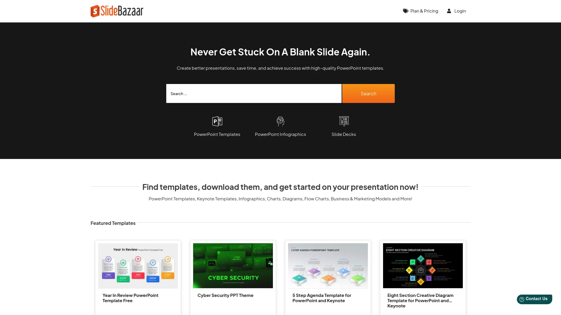 Screenshot of the SlideBazaar website