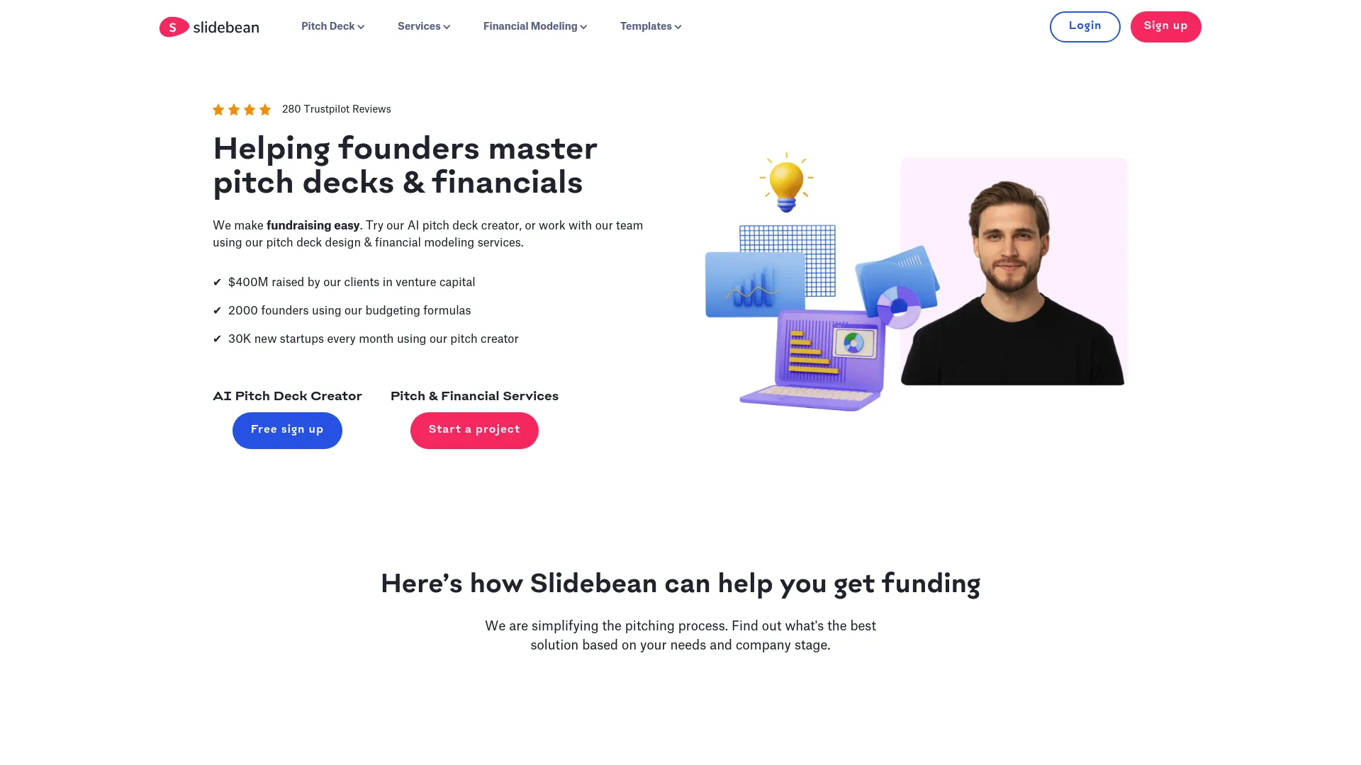 Screenshot of the slidebean website