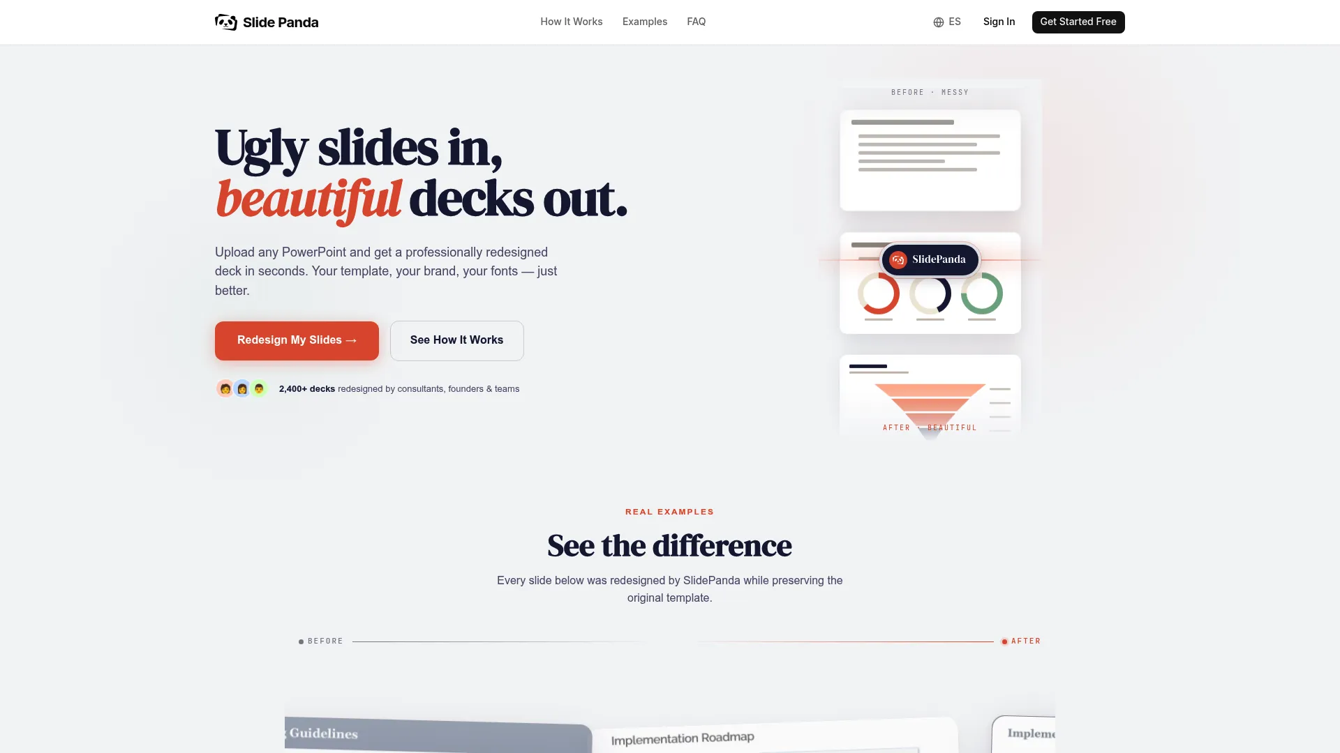 Screenshot of the SlidePanda website