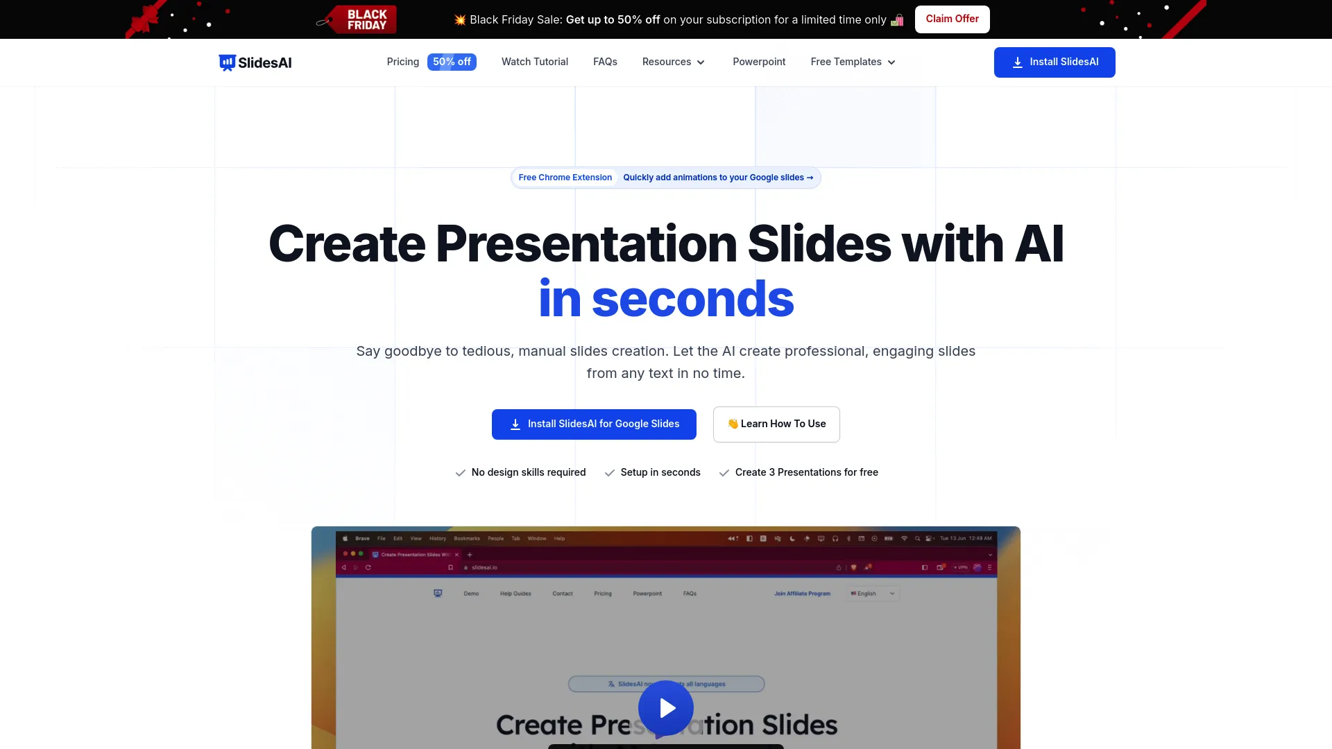 Screenshot of the SlidesAI website