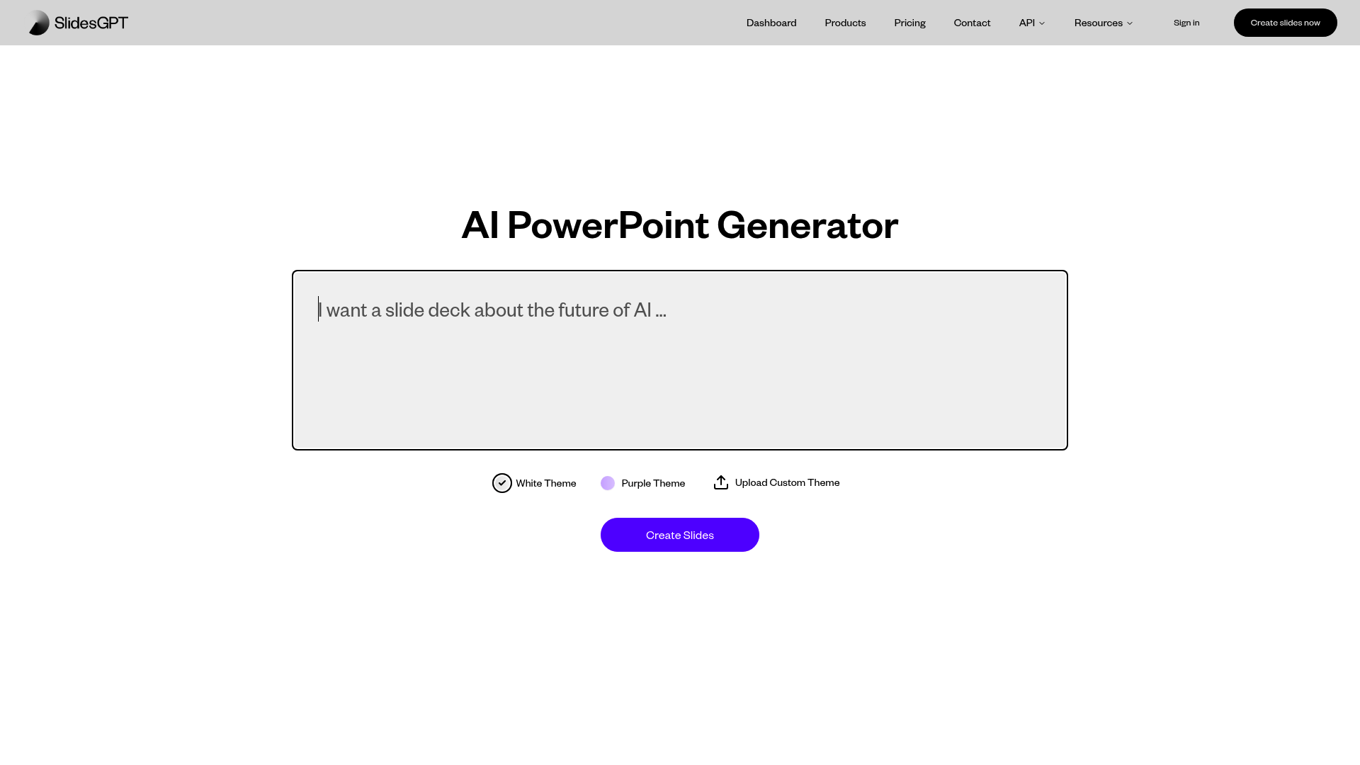 Screenshot of the SlidesGPT website