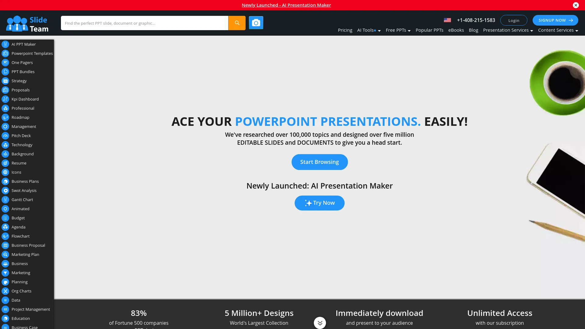 Screenshot of the Slide Team website