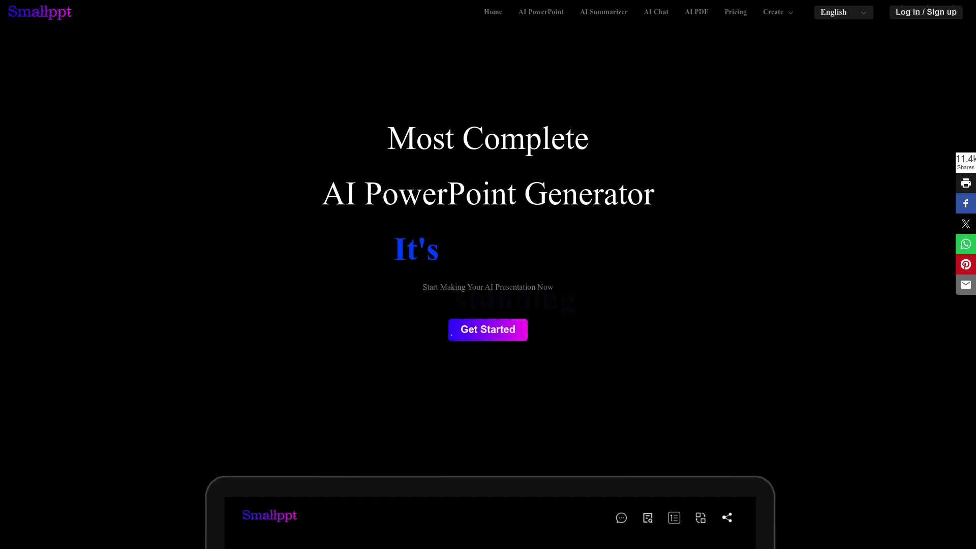 Screenshot of the Smallppt website