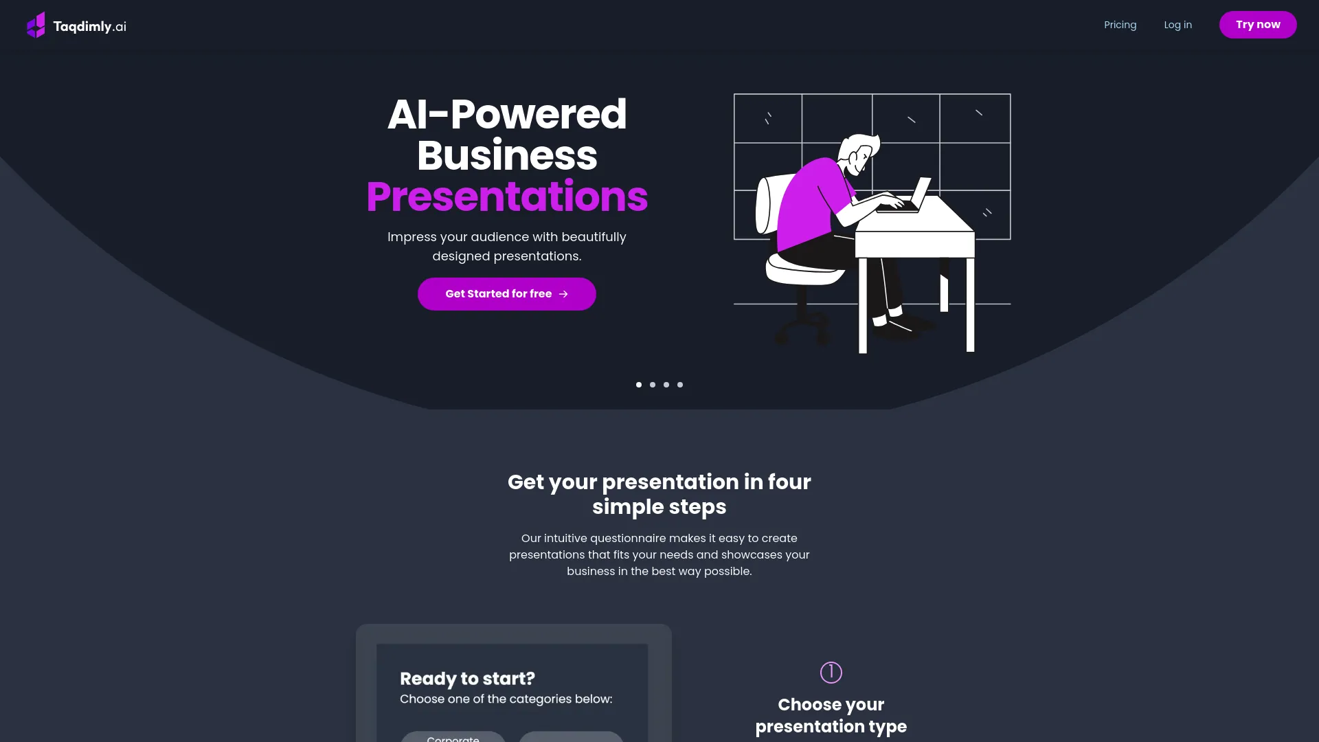 Screenshot of the Taqdimly.ai website