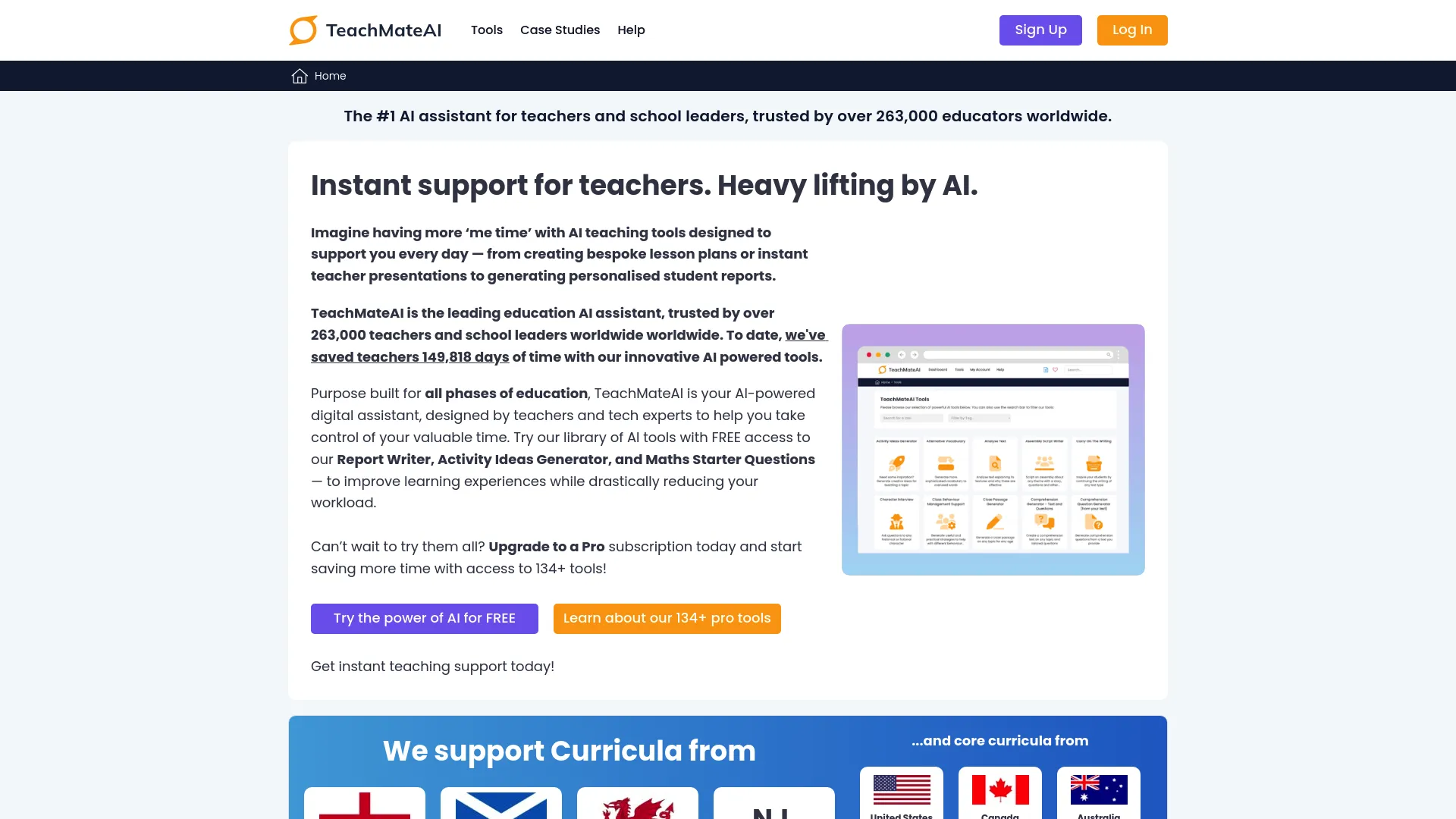 Screenshot of the TeachMateAI website