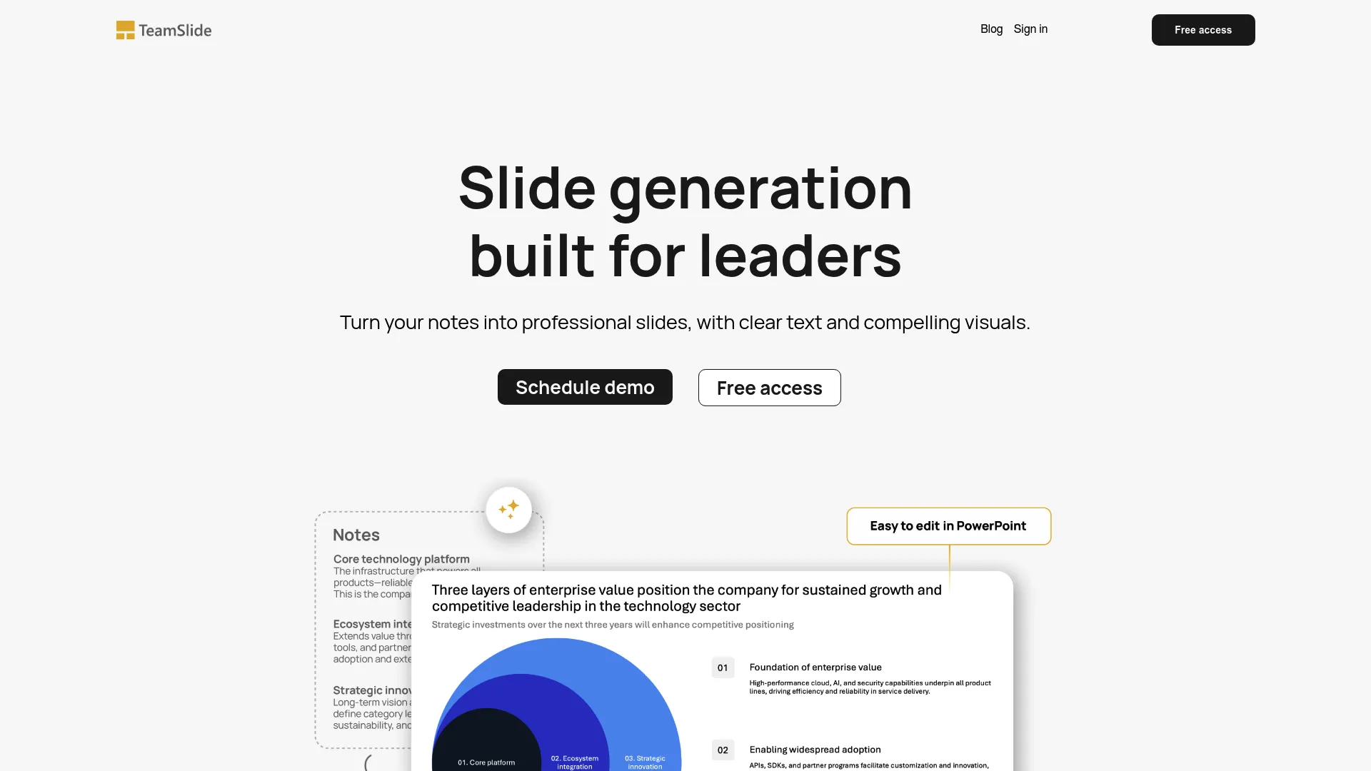 Screenshot of the TeamSlide website