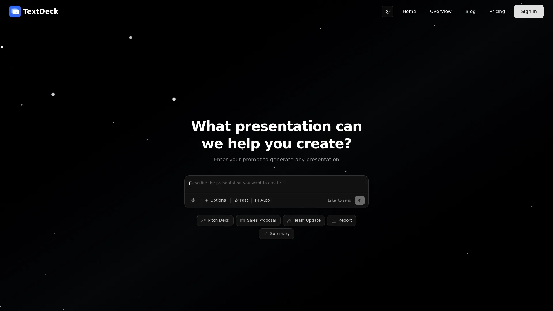 Screenshot of the TextDeck website