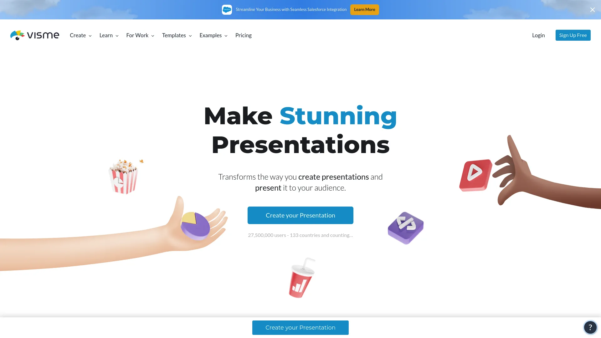 Screenshot of the Visme website