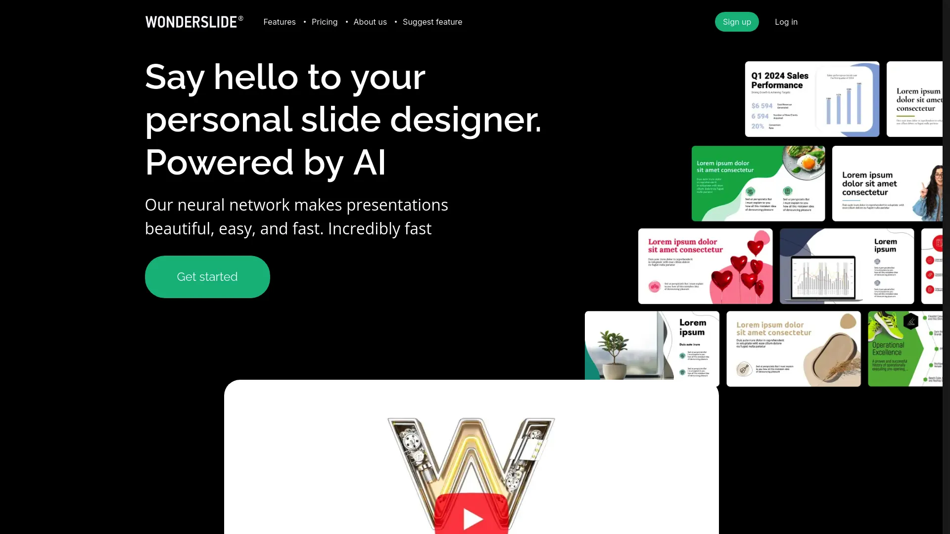 Screenshot of the Wonderslide website