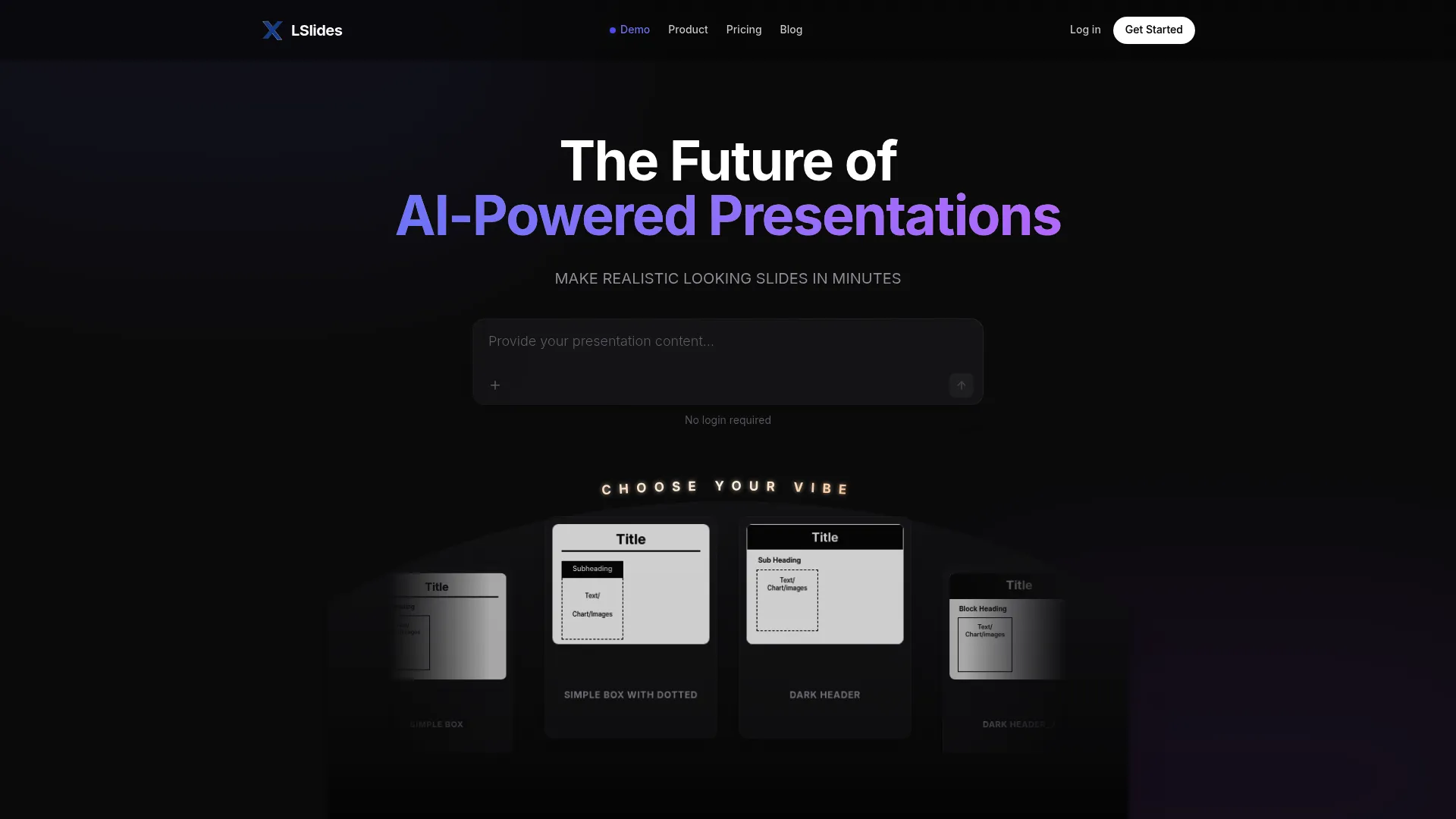 Screenshot of the XLSlides website